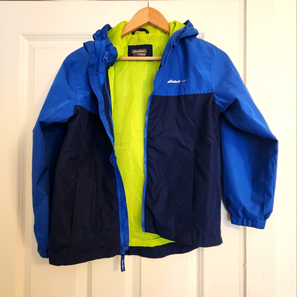 Eddie Bauer Blue and Green Raincoat Water-Resistant Essential